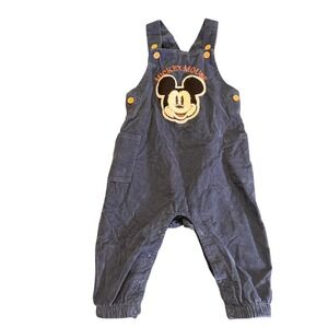 Disney Baby Mickey Mouse Blue Corduroy Overalls 18M Snap Inseam